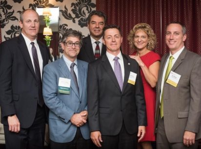 From Left Tom Pilon, St John Properties; CREWBaltimore President Howard Sobkov; R. Kelvin Antill, Paragon Outlets; Will Anderson, Baltimore County Department of Economic and Workforce Development; Abby Glassberg, NAI KLNB and Eric Gilbert, Tradepoint Atlantic.