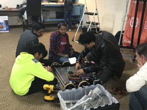A high school robotics team at Hackground in Maple Lawn.
