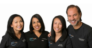 Members of the Chesapeake Pediatric Dental Group, pictured from left to right: Dr. Sylvia Yen, Dr. Luz Tennassee, Dr. Jennifer Mai, and Dr. Hakan Koymen.