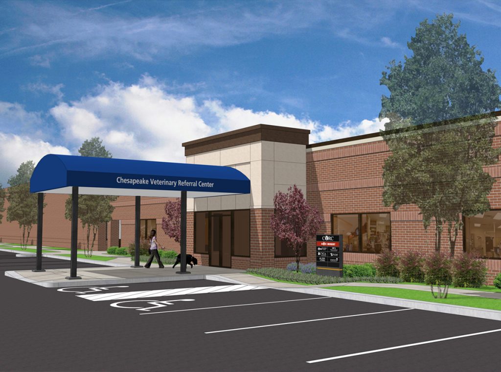 A rendering of the Chesapeake Veterinary Referral Center at Yorkridge Center North in Cockeysville, MD.