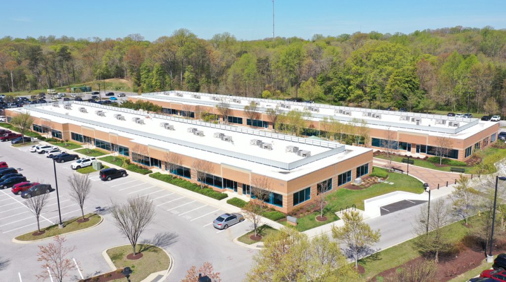 Single-story office buildings at Annapolis Corporate Park in Annapolis, MD