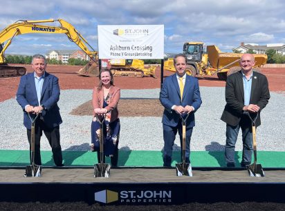 Loudoun County officials and local business leaders joined St. John Properties to celebrate the groundbreaking of Ashburn Crossing's last phase.