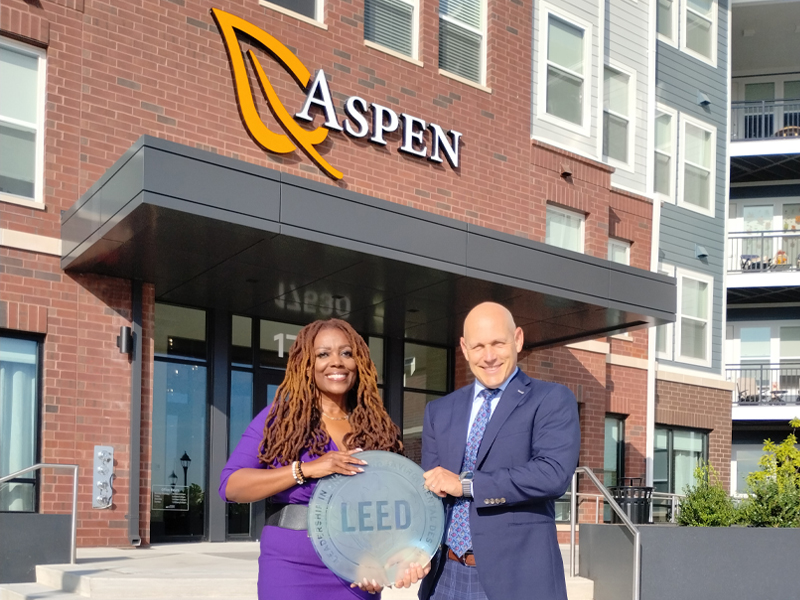 LEED plaque presentation at Aspen at Melford Town Center